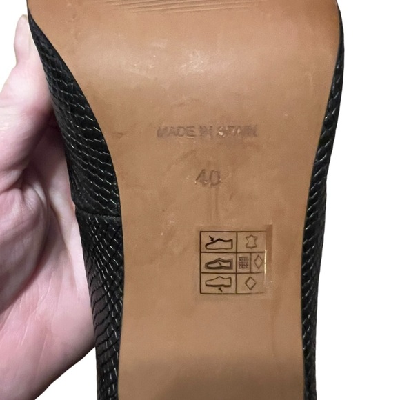 ASOS premium satin leather square toe court heels Made in Spain snake print - Picture 9 of 9